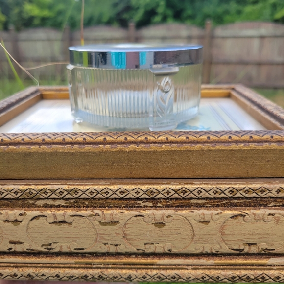 Art Deco Powder Jar Vintage Dresser Jar Trinket Dish Floral Tulip ~ Pretty! - Picture 3 of 16